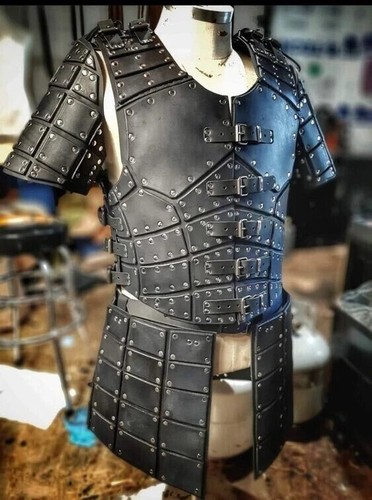 Schwarz leder brustplatte - schwarz,